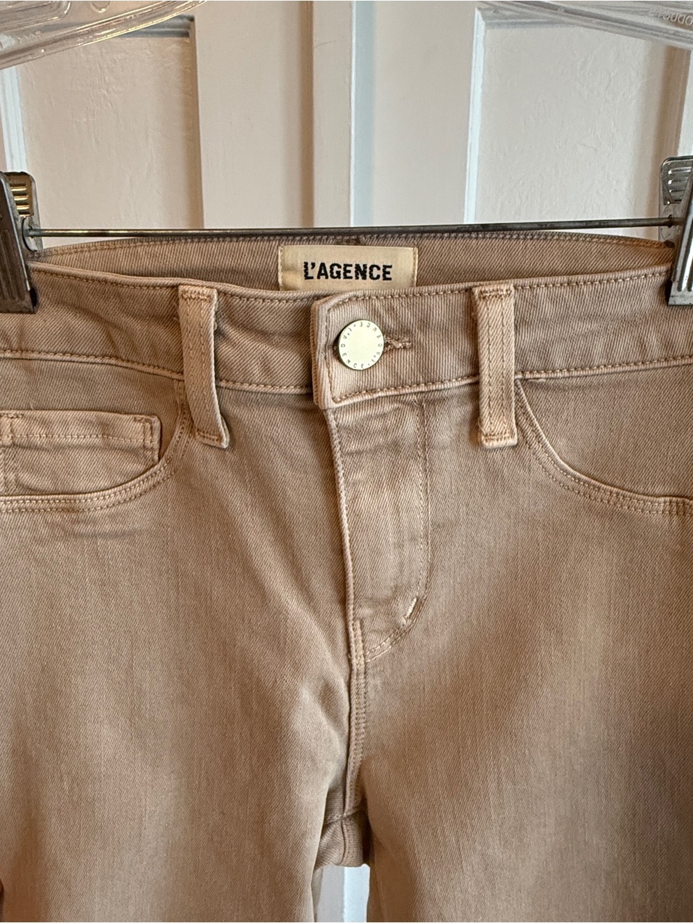 NWOT Size 24 L'AGENCE Margot High-Rise Cropped Skinny Jeans - Biscuit - Picture 6 of 8